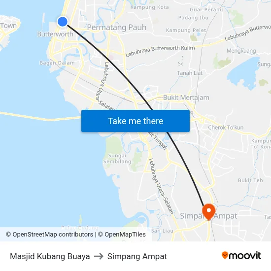 Masjid Kubang Buaya to Simpang Ampat map