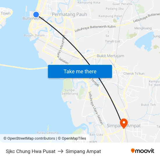 Sjkc Chung Hwa Pusat to Simpang Ampat map