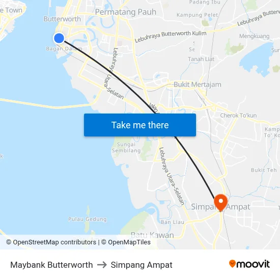 Maybank Butterworth to Simpang Ampat map