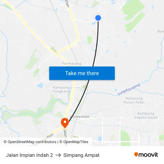 Jalan Impian Indah 2 to Simpang Ampat map