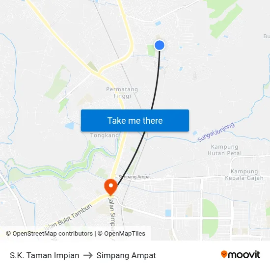 S.K. Taman Impian to Simpang Ampat map