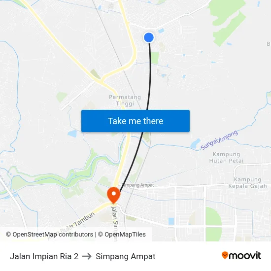 Jalan Impian Ria 2 to Simpang Ampat map