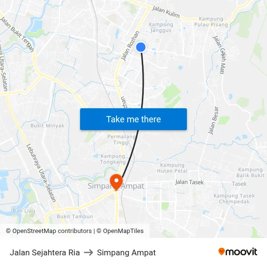 Jalan Sejahtera Ria to Simpang Ampat map