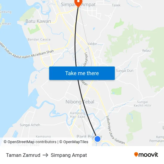 Taman Zamrud to Simpang Ampat map