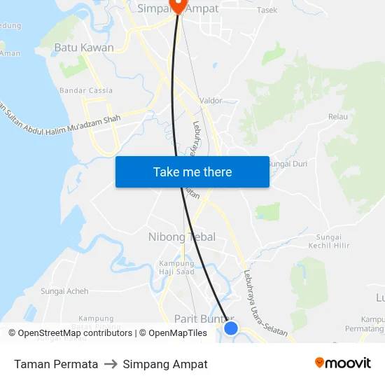 Taman Permata to Simpang Ampat map