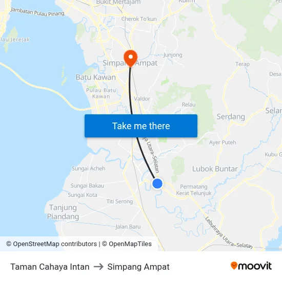 Taman Cahaya Intan to Simpang Ampat map