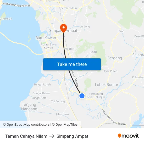 Taman Cahaya Nilam to Simpang Ampat map