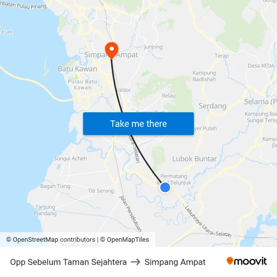 Opp Sebelum Taman Sejahtera to Simpang Ampat map