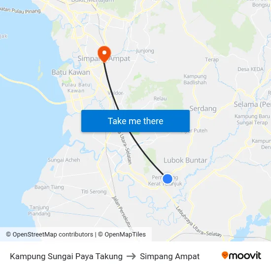Kampung Sungai Paya Takung to Simpang Ampat map