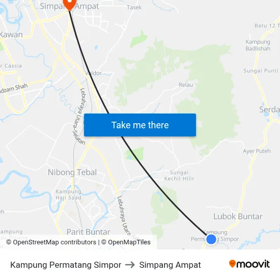 Kampung Permatang Simpor to Simpang Ampat map