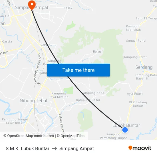 S.M.K. Lubuk Buntar to Simpang Ampat map