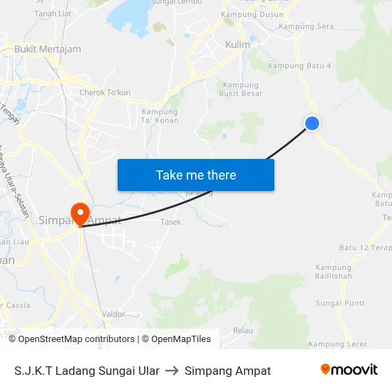 S.J.K.T Ladang Sungai Ular to Simpang Ampat map