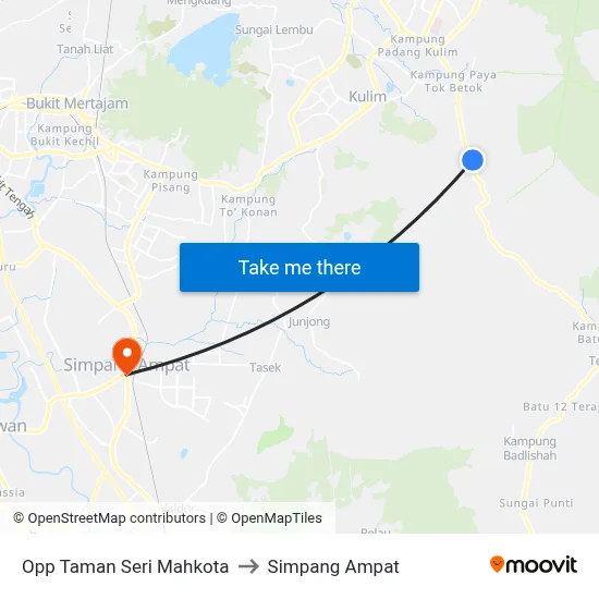 Opp Taman Seri Mahkota to Simpang Ampat map