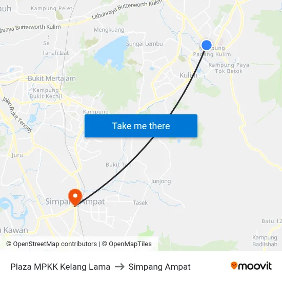 Plaza MPKK Kelang Lama to Simpang Ampat map