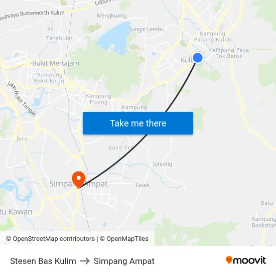Stesen Bas Kulim to Simpang Ampat map