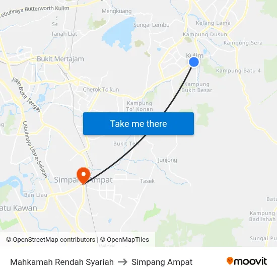 Mahkamah Rendah Syariah to Simpang Ampat map