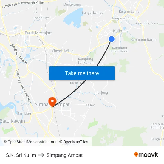S.K. Sri Kulim to Simpang Ampat map
