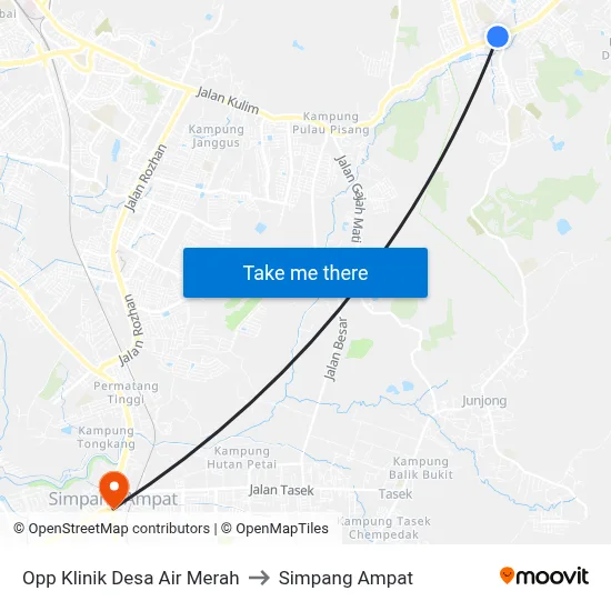 Opp Klinik Desa Air Merah to Simpang Ampat map