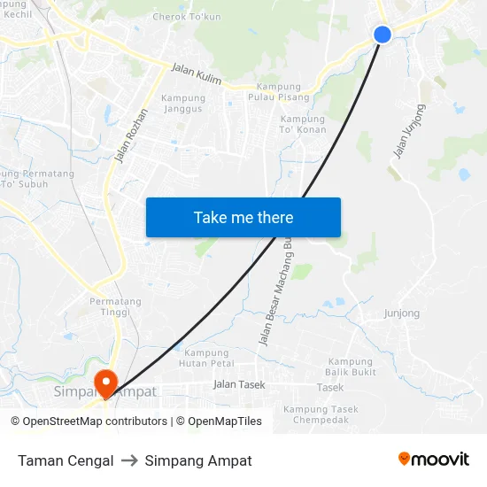 Taman Cengal to Simpang Ampat map