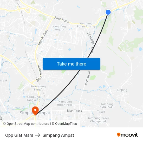 Opp Giat Mara to Simpang Ampat map