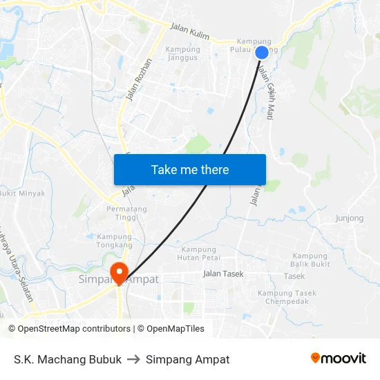 S.K. Machang Bubuk to Simpang Ampat map