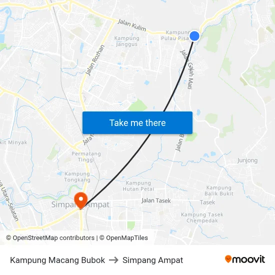 Kampung Macang Bubok to Simpang Ampat map