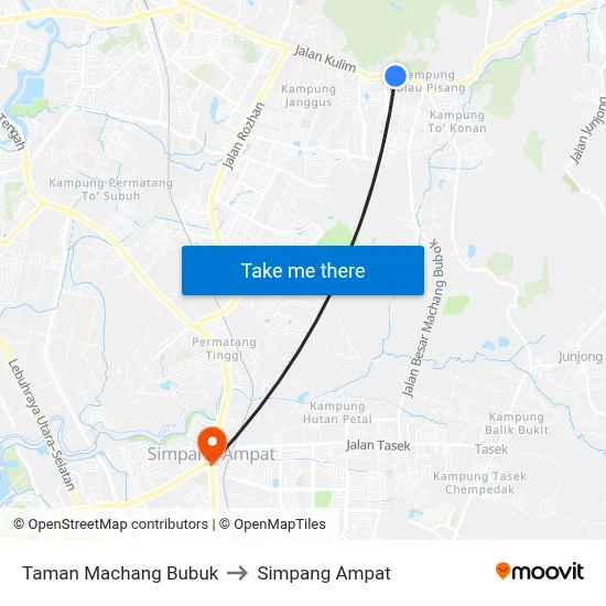 Taman Machang Bubuk to Simpang Ampat map