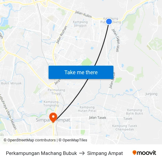 Perkampungan Machang Bubuk to Simpang Ampat map