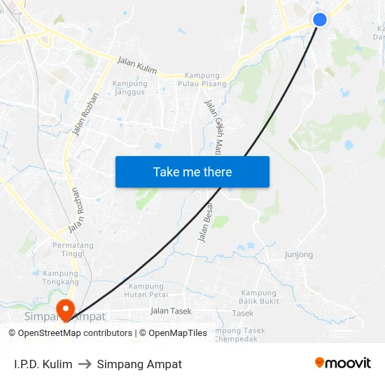 I.P.D. Kulim to Simpang Ampat map