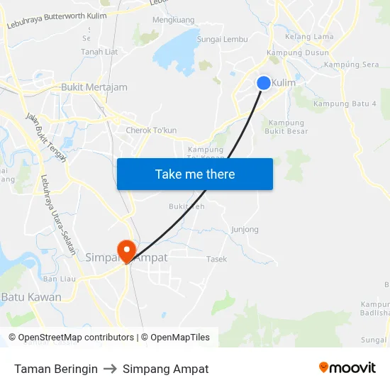 Taman Beringin to Simpang Ampat map