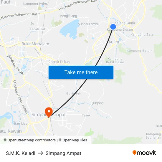 S.M.K. Keladi to Simpang Ampat map