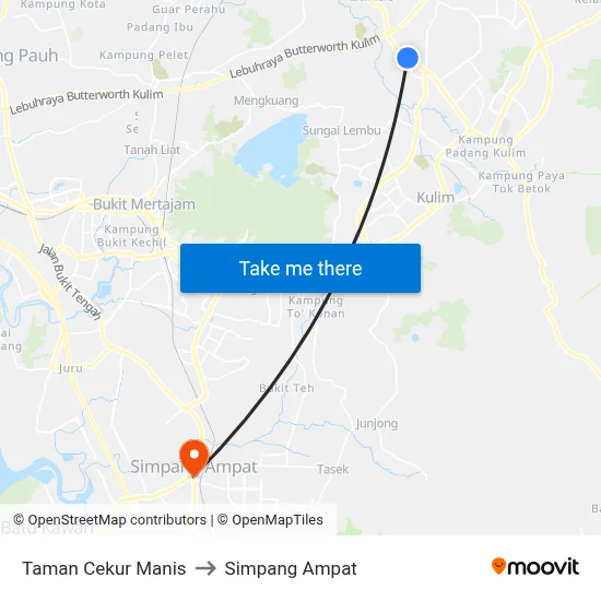Taman Cekur Manis to Simpang Ampat map