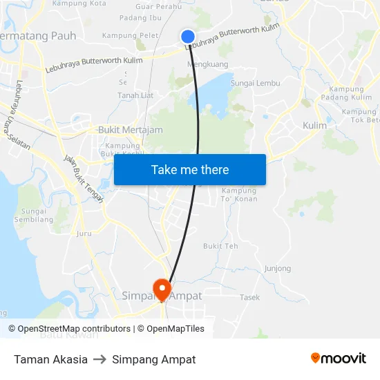 Taman Akasia to Simpang Ampat map