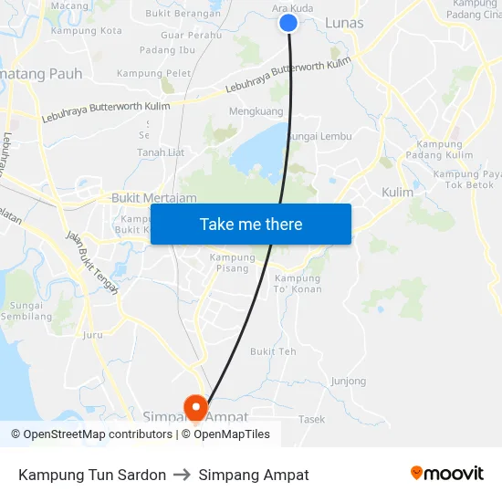 Kampung Tun Sardon to Simpang Ampat map