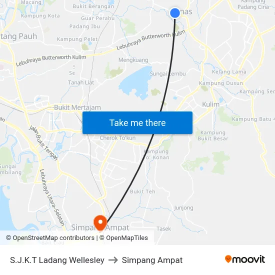 S.J.K.T Ladang Wellesley to Simpang Ampat map