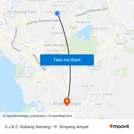 S.J.K.C. Kubang Semang to Simpang Ampat map