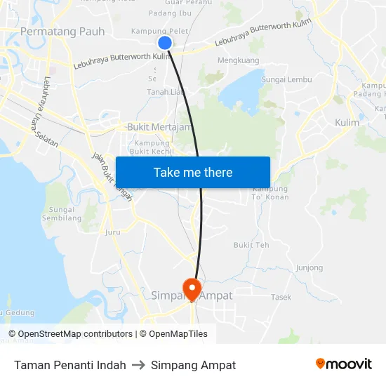 Taman Penanti Indah to Simpang Ampat map