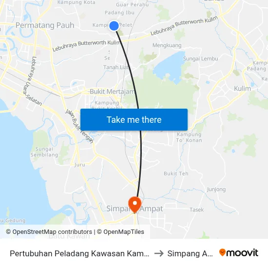 Pertubuhan Peladang Kawasan Kampung Pelet to Simpang Ampat map