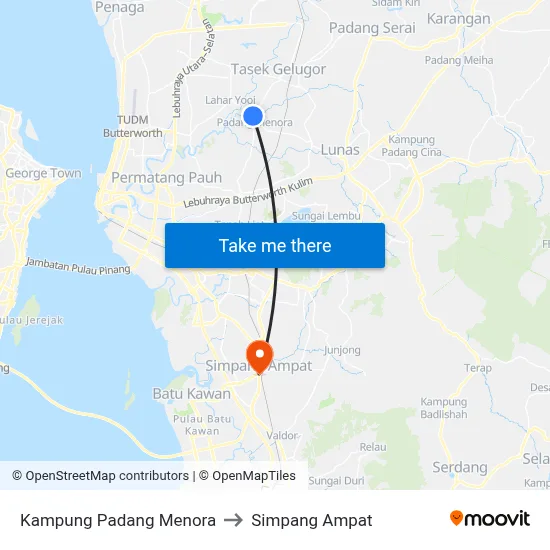 Kampung Padang Menora to Simpang Ampat map