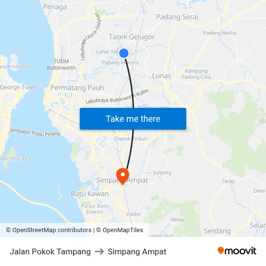 Jalan Pokok Tampang to Simpang Ampat map
