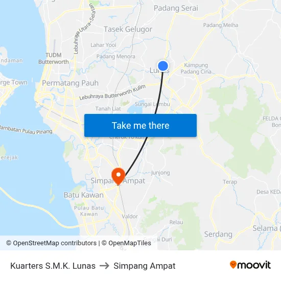 Kuarters S.M.K. Lunas to Simpang Ampat map