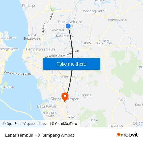 Lahar Tambun to Simpang Ampat map