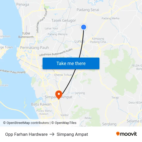 Opp Farhan Hardware to Simpang Ampat map