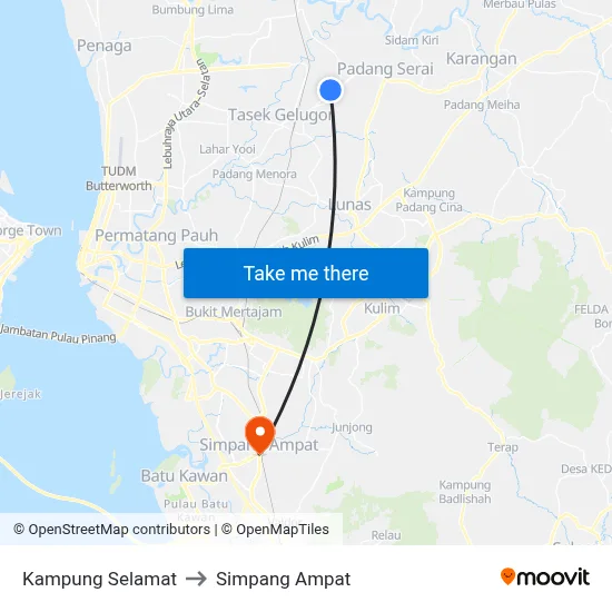 Kampung Selamat to Simpang Ampat map