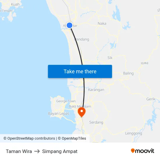 Taman Wira to Simpang Ampat map