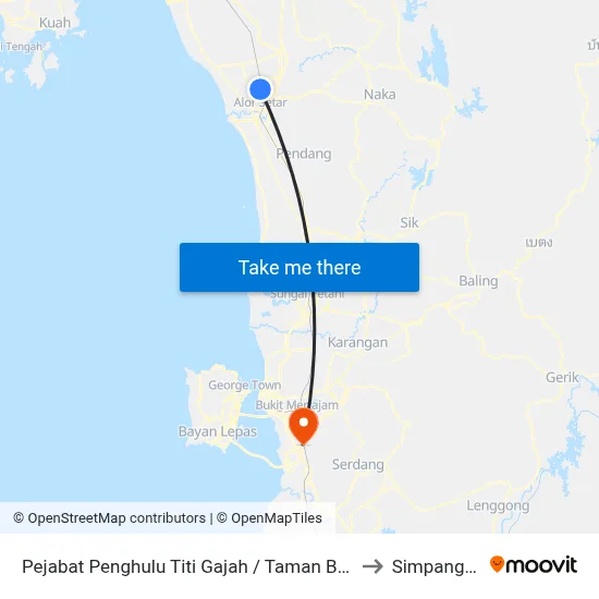 Pejabat Penghulu Titi Gajah / Taman Berlian / Taman Kancil to Simpang Ampat map