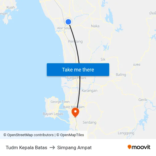 Tudm Kepala Batas to Simpang Ampat map