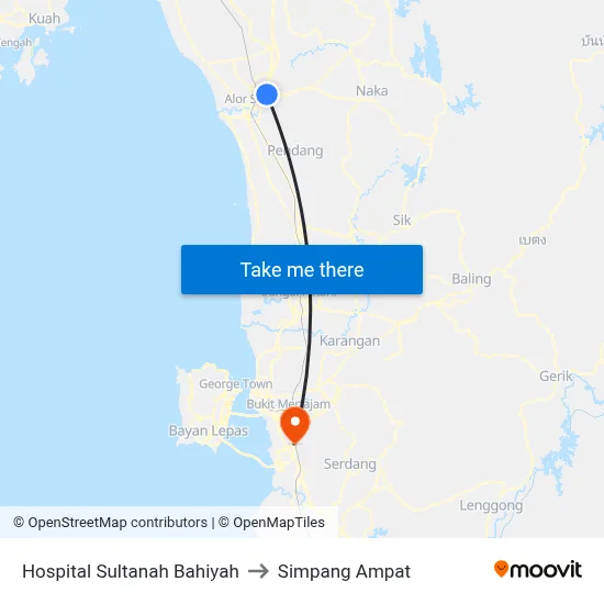 Hospital Sultanah Bahiyah to Simpang Ampat map