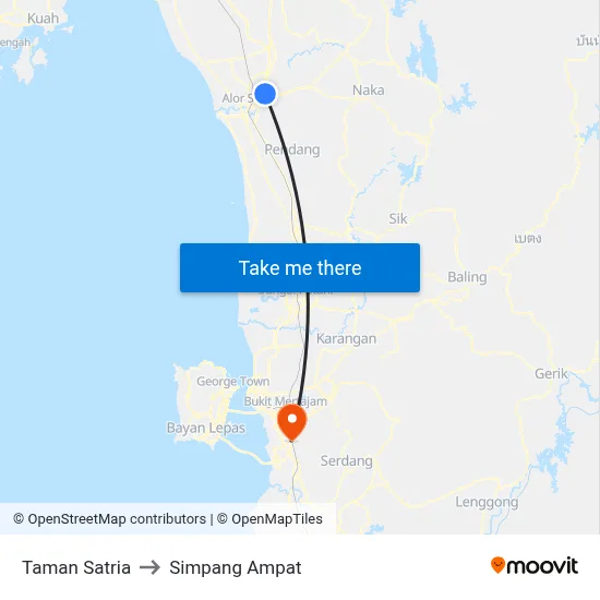 Taman Satria to Simpang Ampat map