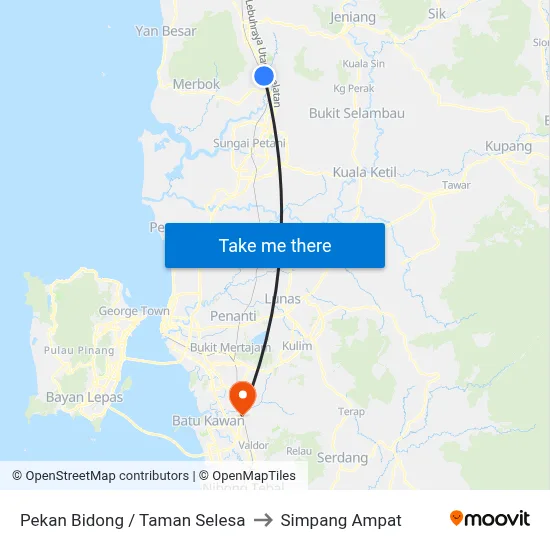 Pekan Bidong / Taman Selesa to Simpang Ampat map